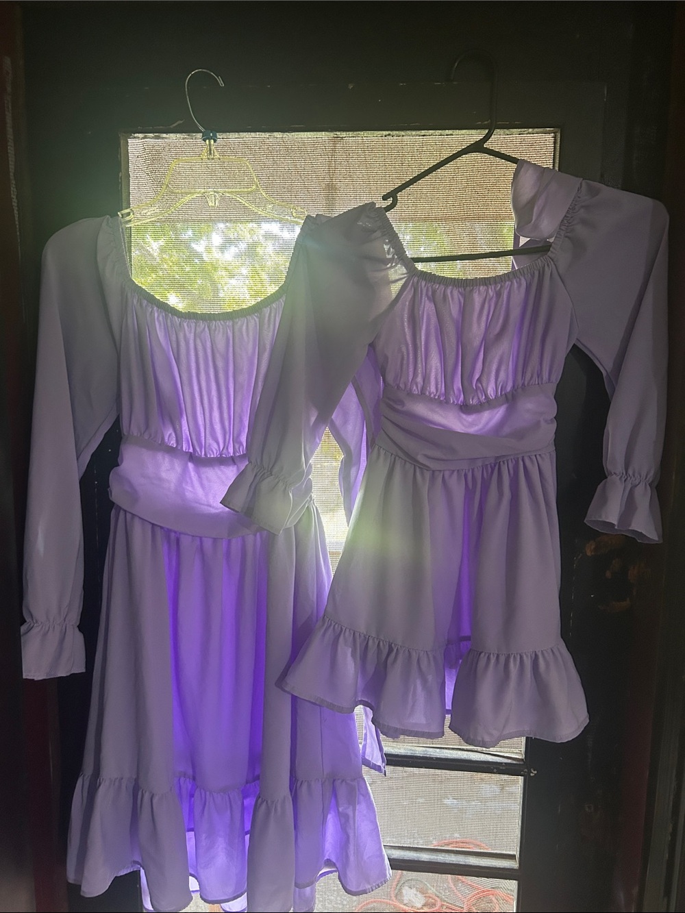 Lilac Off-Shoulder Ruffle Midi Dress